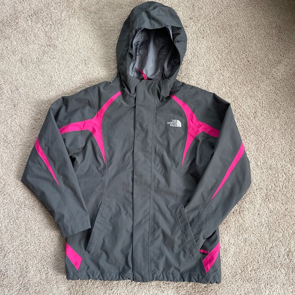 THE NORTH FACE KIRA Ski Rain JACKET Shell GIRLS Large 14/16 MSRP $170 Gray/Pink